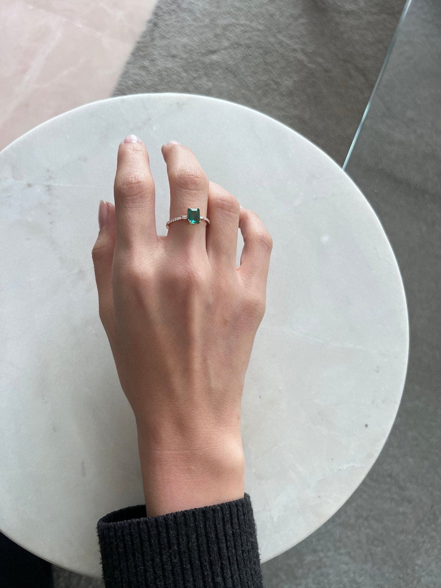 Emerald and Diamond Ring, yellow gold - LA'AL