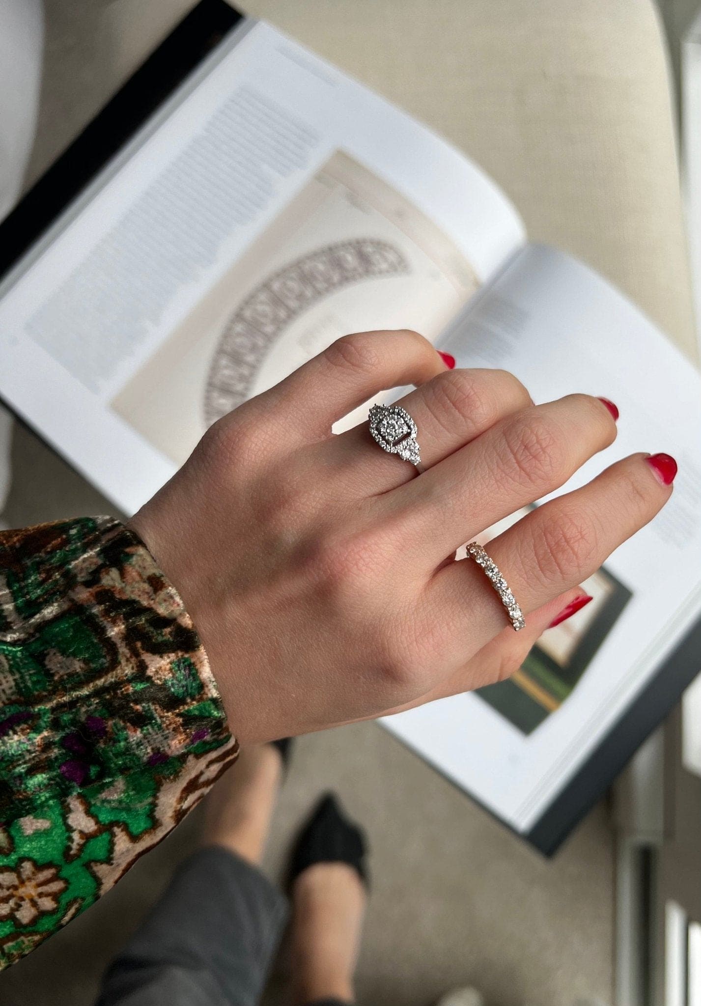 Rectangular Diamond Ring, white gold - LA'AL