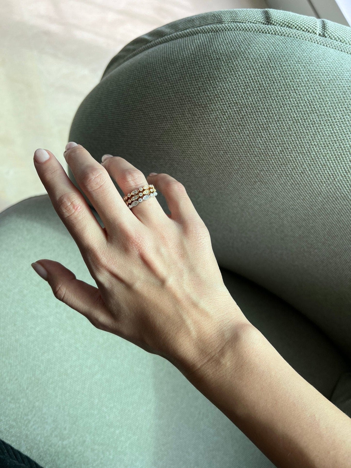 Three Row Diamond Rings, Yellow and white gold - LA'AL