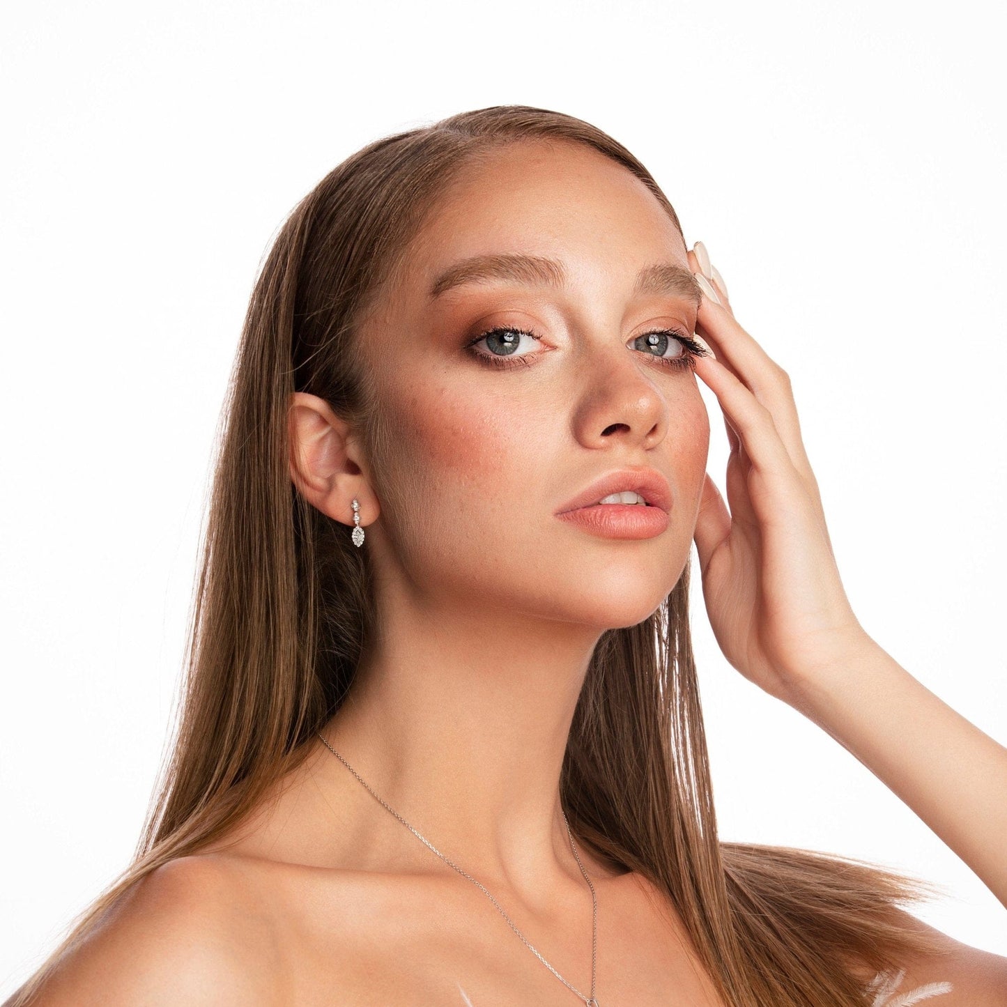 Diamond Teardrop Earrings, white gold - LA'AL