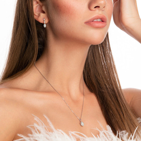 Diamond Teardrop Earrings, white gold - LA'AL