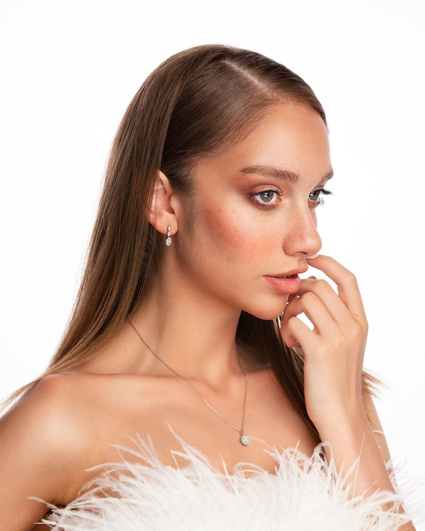 Diamond Teardrop Earrings, white gold - LA'AL