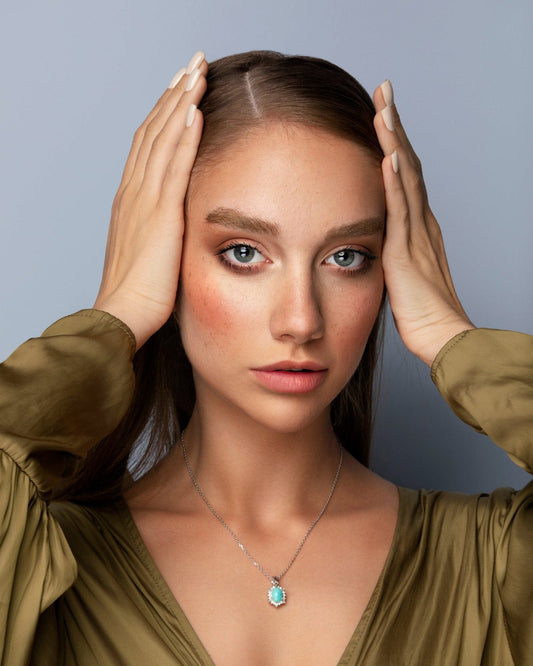 Firoozeh Classic Turquoise and Diamond Pendant, white gold - LA'AL