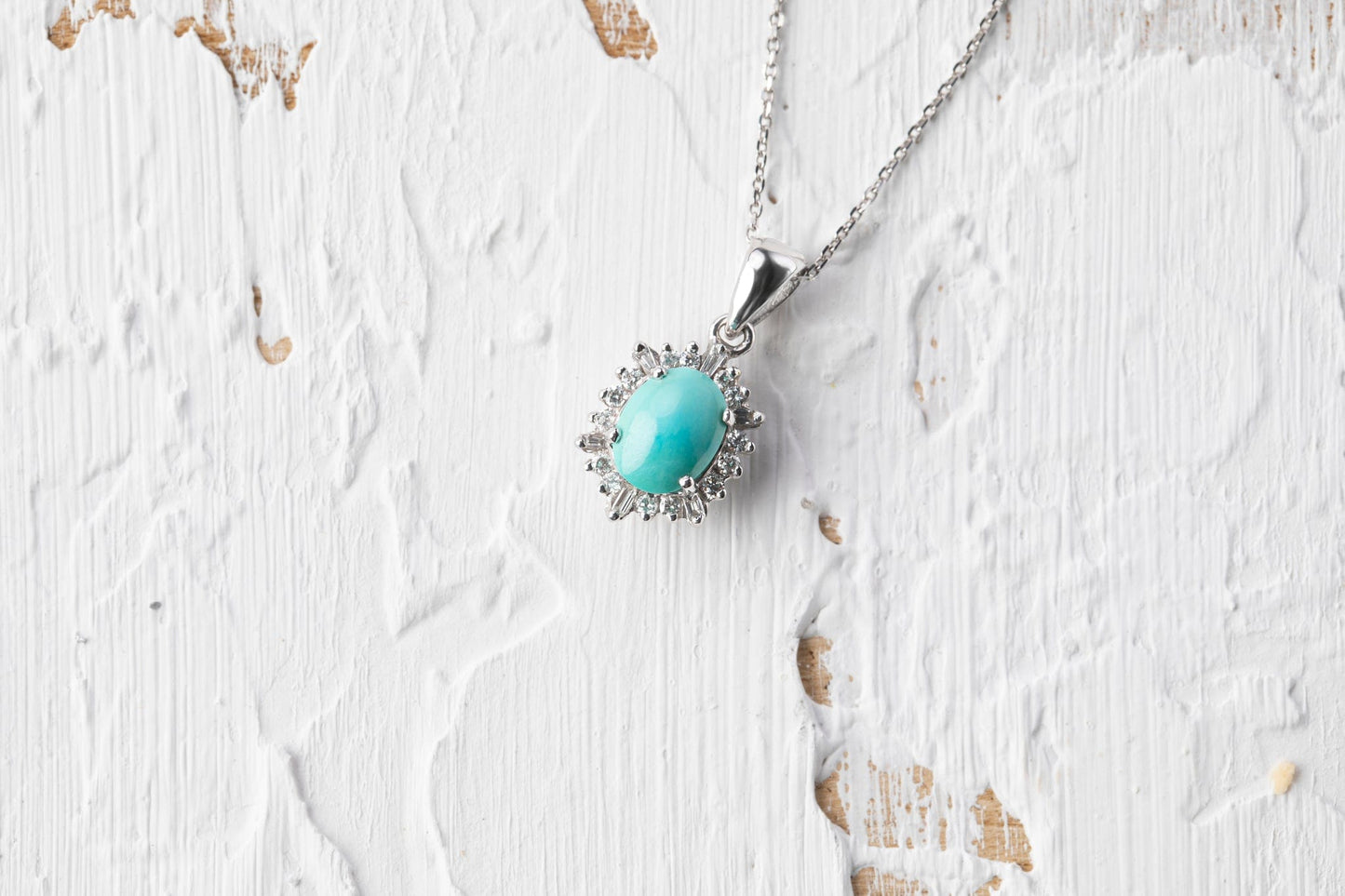 Firoozeh Classic Turquoise and Diamond Pendant, white gold - LA'AL