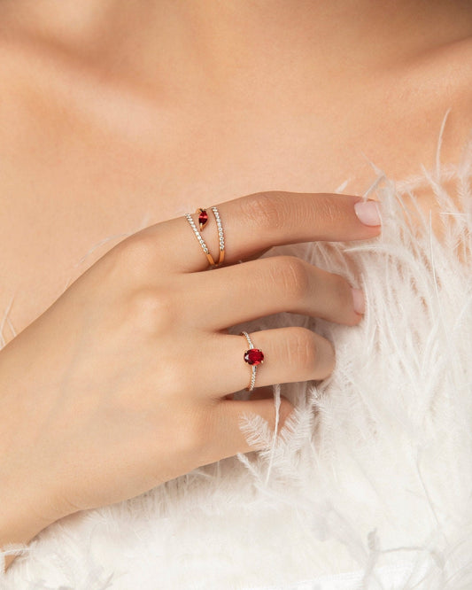 Golbarg Marquise Ruby and Diamond Ring - LA'AL