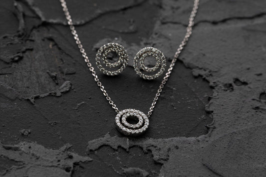 Tornado Pavé Diamond Stud Earrings, white gold - LA'AL