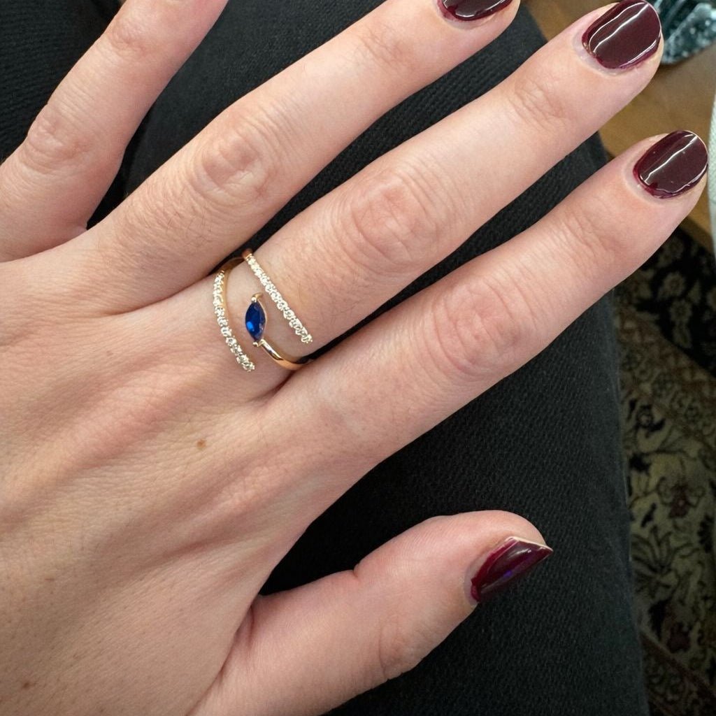 Golbarg Marquise Sapphire and Diamond Ring - LA'AL